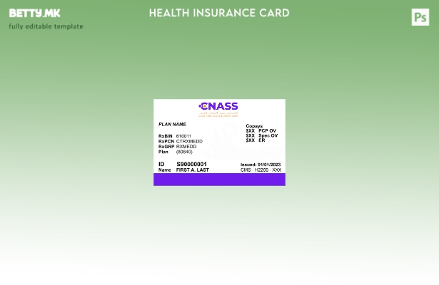 Шаблон за картичка за здравствено осигурување на Мавританија во модерен стил